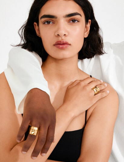 Pilgrim Ember Rings 2 In 1 Set Gold Plated Gold ONE SIZE Pilgrim Ember Rings 2 In 1 Set Gold Plated Gold ONE SIZE