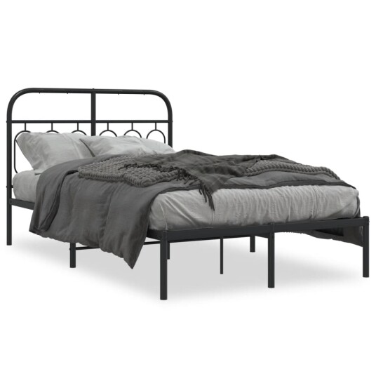 Sengeramme i metall med hodegavl svart 120x190 cm 8721102645846
