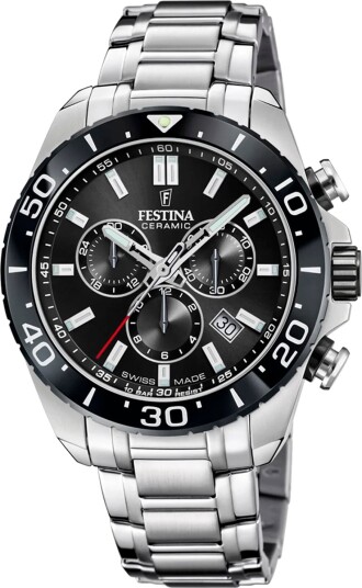 Festina Ceramic Chrono Swiss Made F20042/4 - Herre - 44 mm - Analog - Kvarts urverk - Safirglass Festina Ceramic Chrono Swiss Made F20042/4 - Herre - 44 mm - Analog - Kvarts urverk - Safirglass