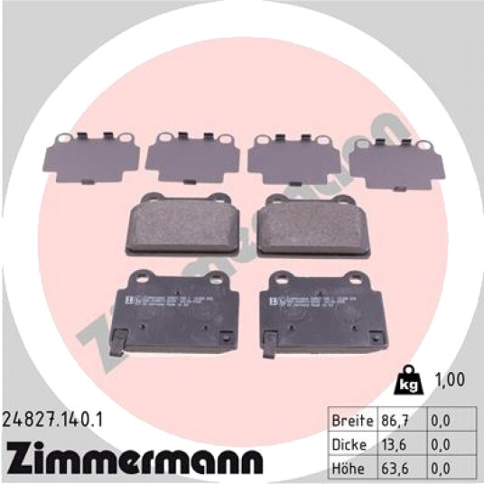 Bremseklosser sett ZIMMERMANN 24827.140.1