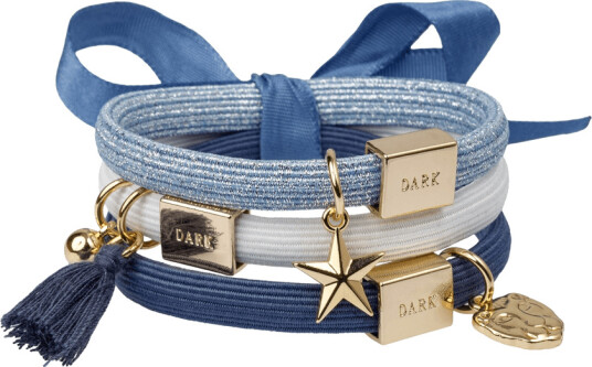 DARK Hair Ties Hair Ties Charm Combo Country Blues Gold 3pcs