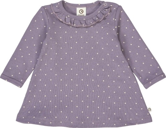 Müsli Kjole Rib Dot Lilac Tåke/Oak Müsli 74 Kjole Lilla