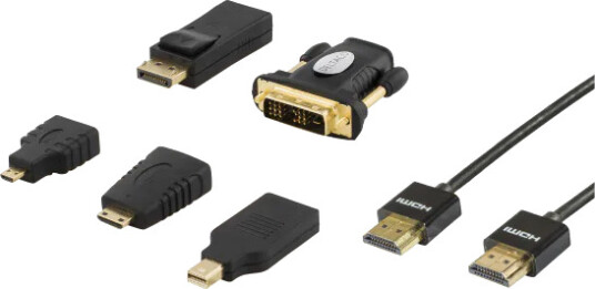 Deltaco HDMI-Kabelsett med Ethernet 2 m - DisplayPort / HDMI / DVI