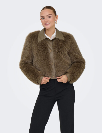 ONLY Onlyumi Life Faux Fur Jacket Otw - Brown - S ONLY Onlyumi Life Faux Fur Jacket Otw - Brown - S