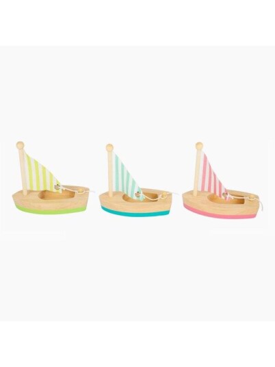 Small Foot  Bath Toy Wooden Sailboats Set of 3