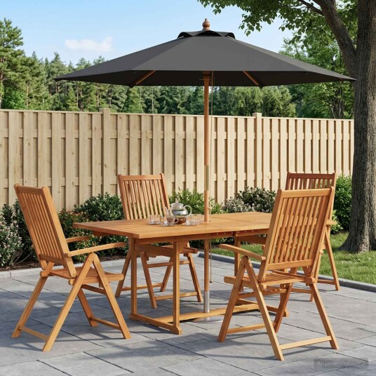 vidaXL Ute spisegruppe med parasoll 6 stk. 4-seters
