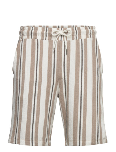 Lindbergh Striped Terry Shorts With Elastic W - Beige - L