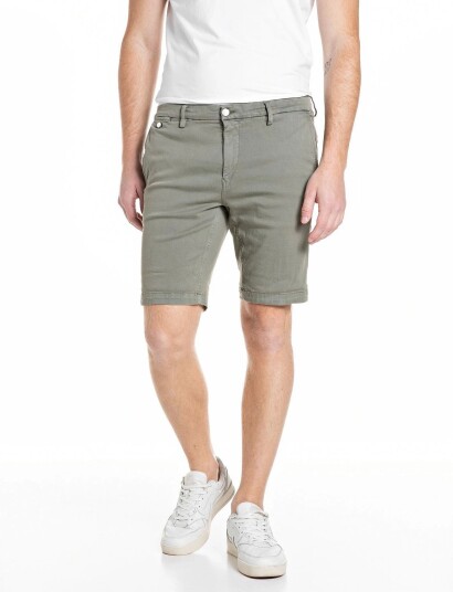 Replay Benni Short Shorts Regular Hyperchino Color Xlite Khaki green 34 Replay Benni Short Shorts Regular Hyperchino Color Xlite Khaki green 34