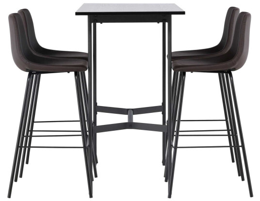 Venture Design Rax & Alexi bargruppe Brun/svart 4 stoler & bord 120 x 60 cm