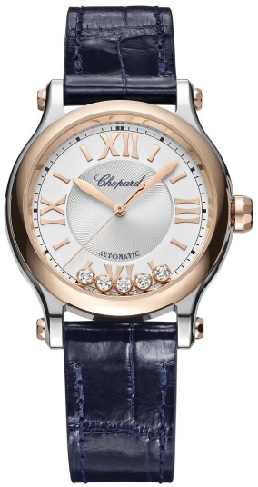 Chopard Dameklokke 278608 6001 Happy Sport Sølvfarget/Lær Ø33 mm