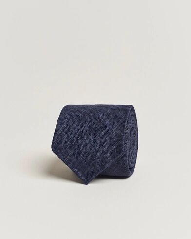Drake's Tussah Silk Handrolled 8 cm Tie Navy Drake's Tussah Silk Handrolled 8 cm Tie Navy