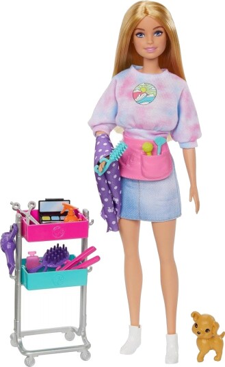 Barbie Malibu Stylistdukke Med Hund Og Stylingvogn