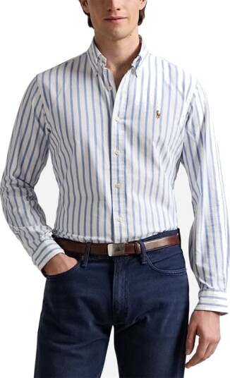 Ralph Lauren Slim Fit Striped Oxford Shirt Blue/White