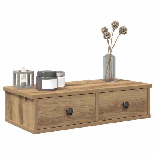  Vegghylle med skuffer artisian eik 60x25x15 cm konstruert tre 8721158649805