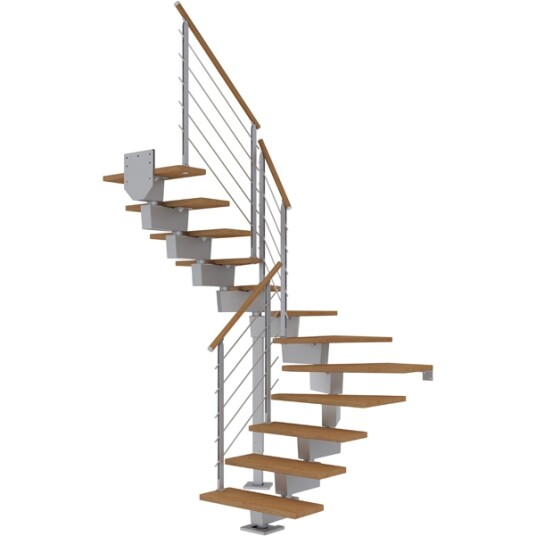 Dolle Dubai U trapp Pearl Grey  design oljeret Eik 80 12 Loddret Høyde 221 273cm