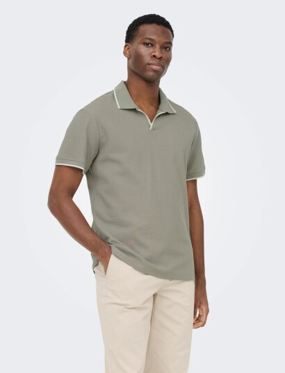 ONLY & SONS Onsaston Reg Ss Frml Resort Polo   Khaki green   S