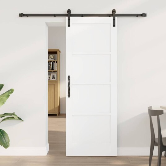vidaXL Skyvedør med tilbehør Hvit 73.5x198.5 cm Solid Tre Furu