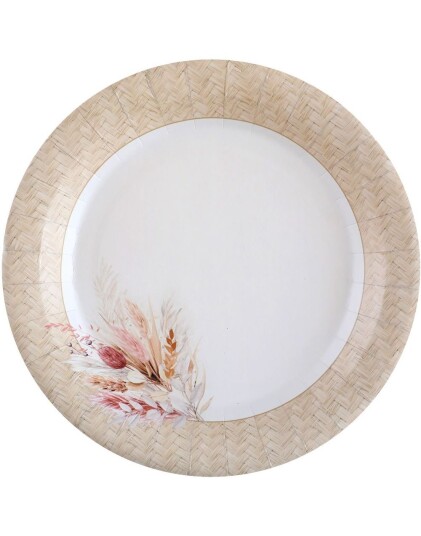 Santex 10 stk Papptallerkener med Pampasgress Motiv 22,5 cm 7924