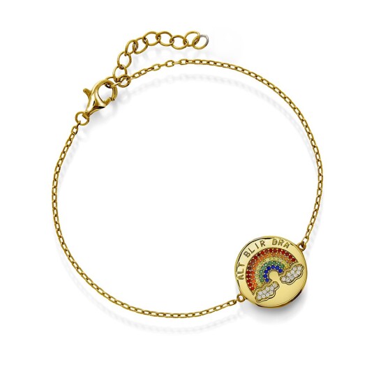 Pan Jewelry, Armbånd i 925 forgylt sølv med zirkonia og teksten "Alt blir bra" Pan Jewelry, Armbånd i 925 forgylt sølv med zirkonia og teksten "Alt blir bra"