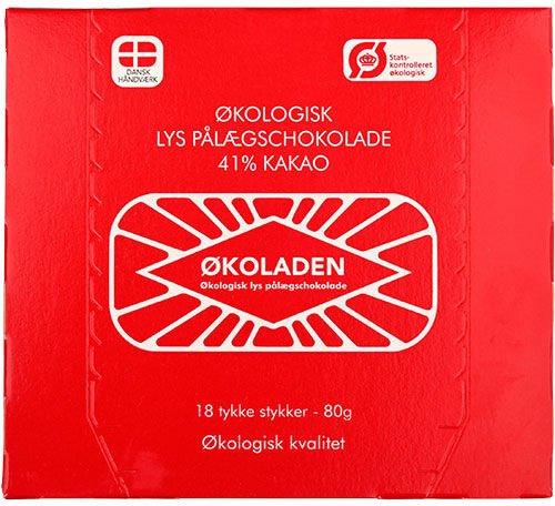 Økoladen Lys påleggsjokolade 41 % 18 stk Øko - 80 g