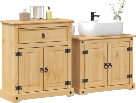 Vidaxl Baderomsskap 2 stk Corona heltre furu 3334636