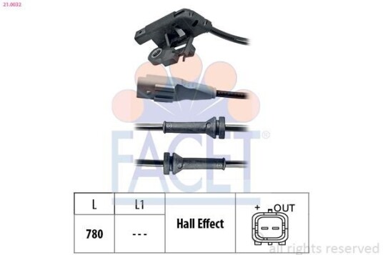 Sensor, ABS FACET 21.0032