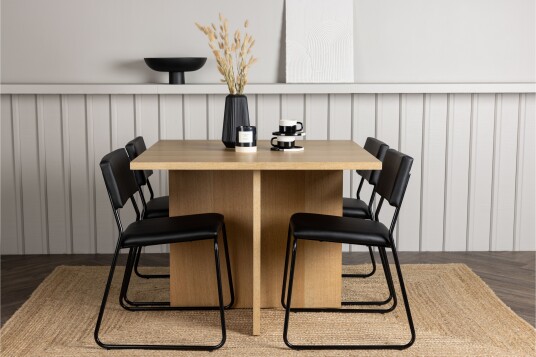 Venture Home Leo Matgruppe 100 cm Rektangulær med 4 Kenth Stoler Sort