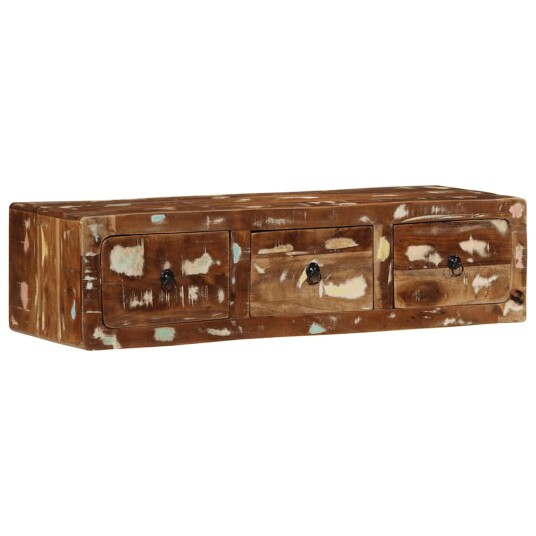 Veggmontert TV benk 100x32x25 cm gjenvunnet heltre