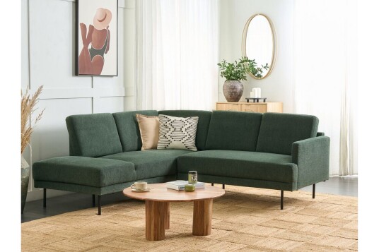 Deajna Hjørnesofa 4 seter Grønn/Svart