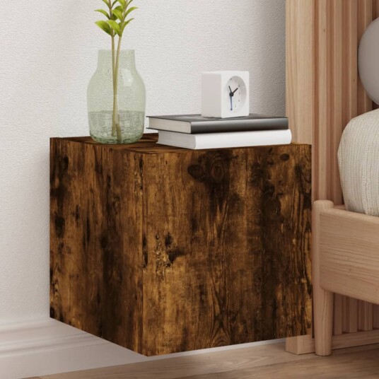 TV-benker med LED-lys 2 stk røkt eik 30,5x35x30 cm 837227
