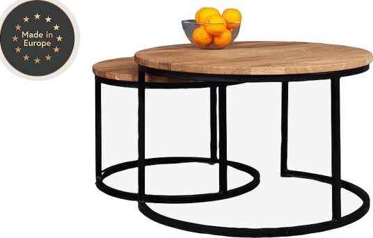 Wood FurnitureRundt salongbord i eik 2 i 1 Mango 75cmBrunSofabord