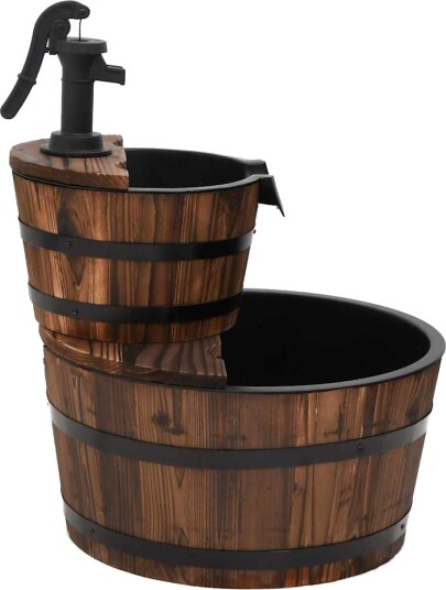 vidaXL Vannfontene med pumpe 44,5x44,5x58 cm heltre gran