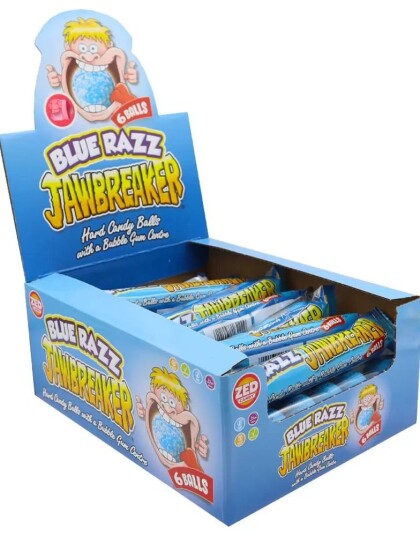 24 stk 6 pk Zed Jawbreaker med Blue Razz Smak og Kjerne av Tyggegummi Hel Eske