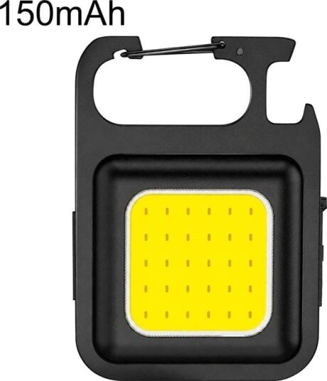 Mini Lommelykt og campinglykt COB LED 500 lm Oppladbar med nøkkelring og magnet Svart