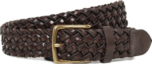 Polo Ralph Lauren Leather & Braided Cord Woven Belt - BROWN/BROWN - L