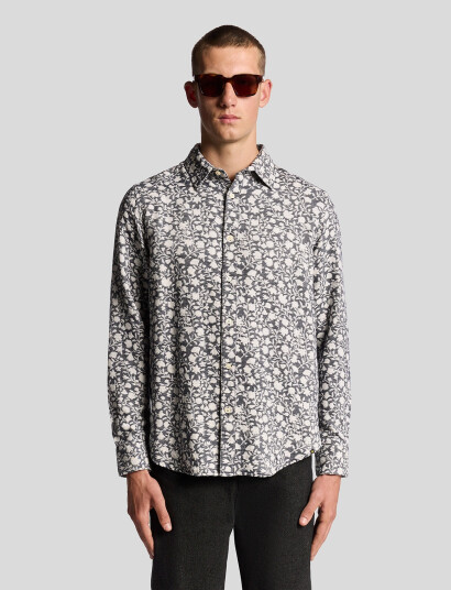 Lyle & Scott Floral Jacquard Shirt - Grey - L Lyle & Scott Floral Jacquard Shirt - Grey - L