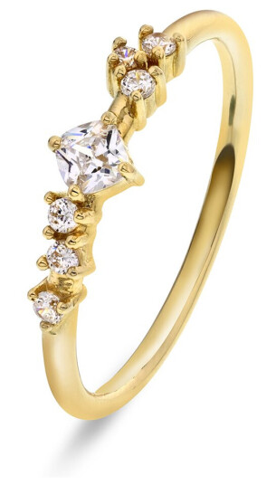 Pan Jewelry, Ring i 585 gult gull med zirkonia, størrelse 52