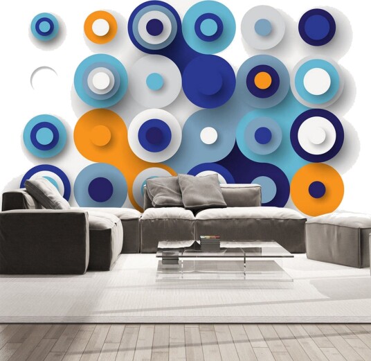 Fototapet Geometry Of Blue Wheels 250x175 - Artgeist sp. z o. o.