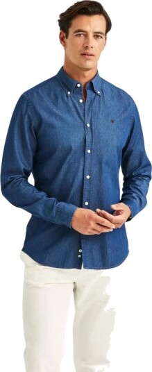Morris Light Denim Shirt Slim Fit Navy M