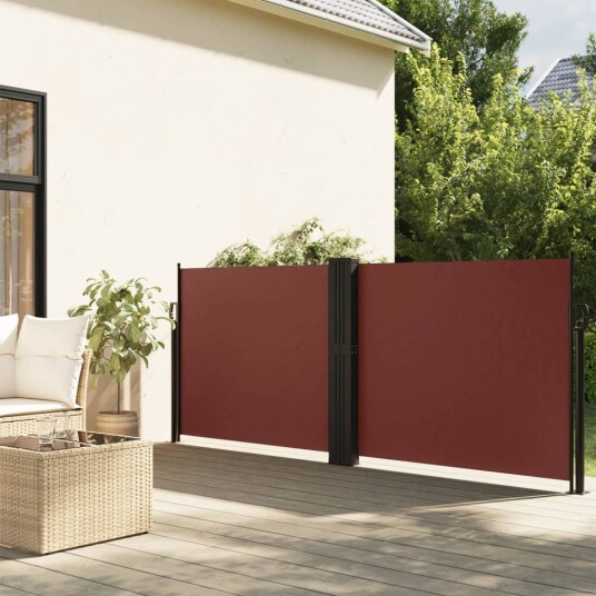 Uttrekkbar sidemarkise brun 140x1200 cm 4004809