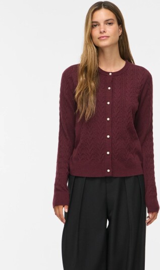 Vila Vikerry Cable L/S Knit Cardigan Noos Burgundy XL