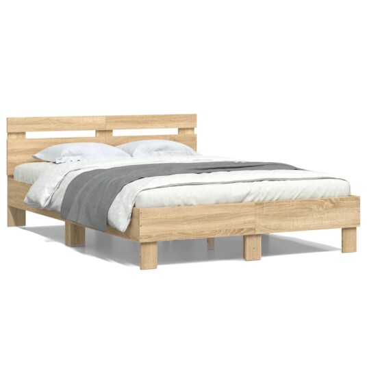 vidaXL Sengeramme med hodegavl sonoma eik 120x190 cm konstruert tre 8721012246676