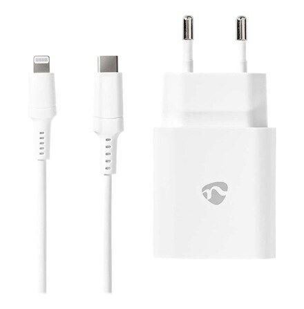 Nedis 20W USB-C Hurtiglader med Lightning-kabel - Hvit