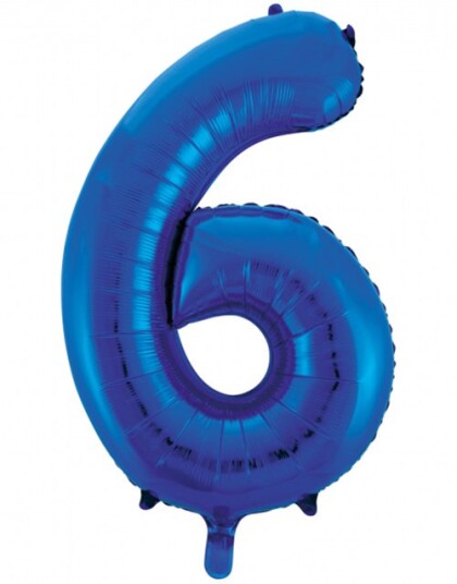 Tallet 6 Royal Blå JUMBO Folieballong 86 cm Tallet 6 Royal Blå JUMBO Folieballong 86 cm