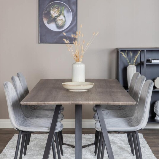Venture Home Spisegruppe Venture Home Madde med 6 Phoi Stoler Fløyel GR20269