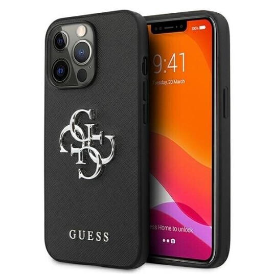 Guess Guhcp13lsa4gsbk Iphone 13 Pro/13 6.1" Black/Black Hardcase Saffiano 4G Metal Logo