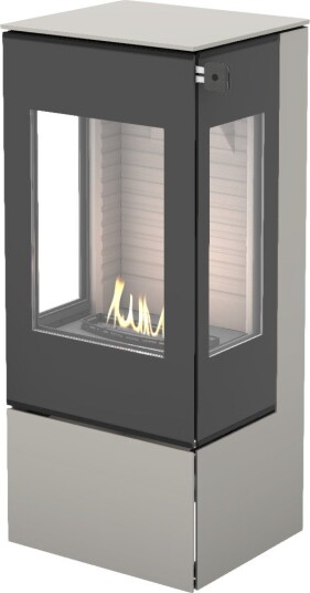 Nexo 100 nikkel frittstående biopeis med sideglass og glassdør Nexo 100 nikkel frittstående biopeis med sideglass og glassdør