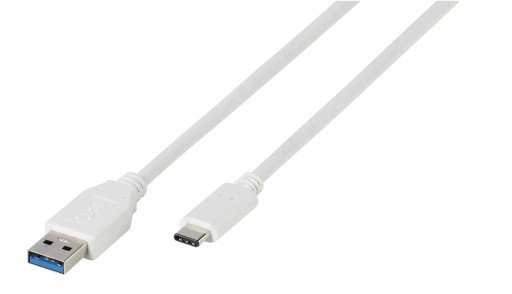 Vivanco USB-A&C kabel, 1 Meter, Hvit