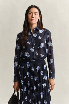 Gant Reg Floral Print Ctn Silk Ls Shirt Navy 42