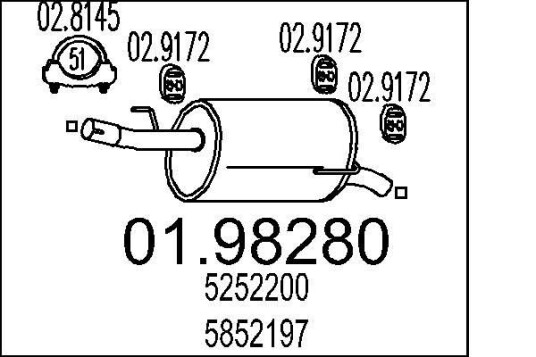 Bakre eksospotte MTS 01.98280 Bakre eksospotte MTS 01.98280